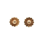 Gold Flower Stud Earrings-Charlotte Sayers Antique Jewellery