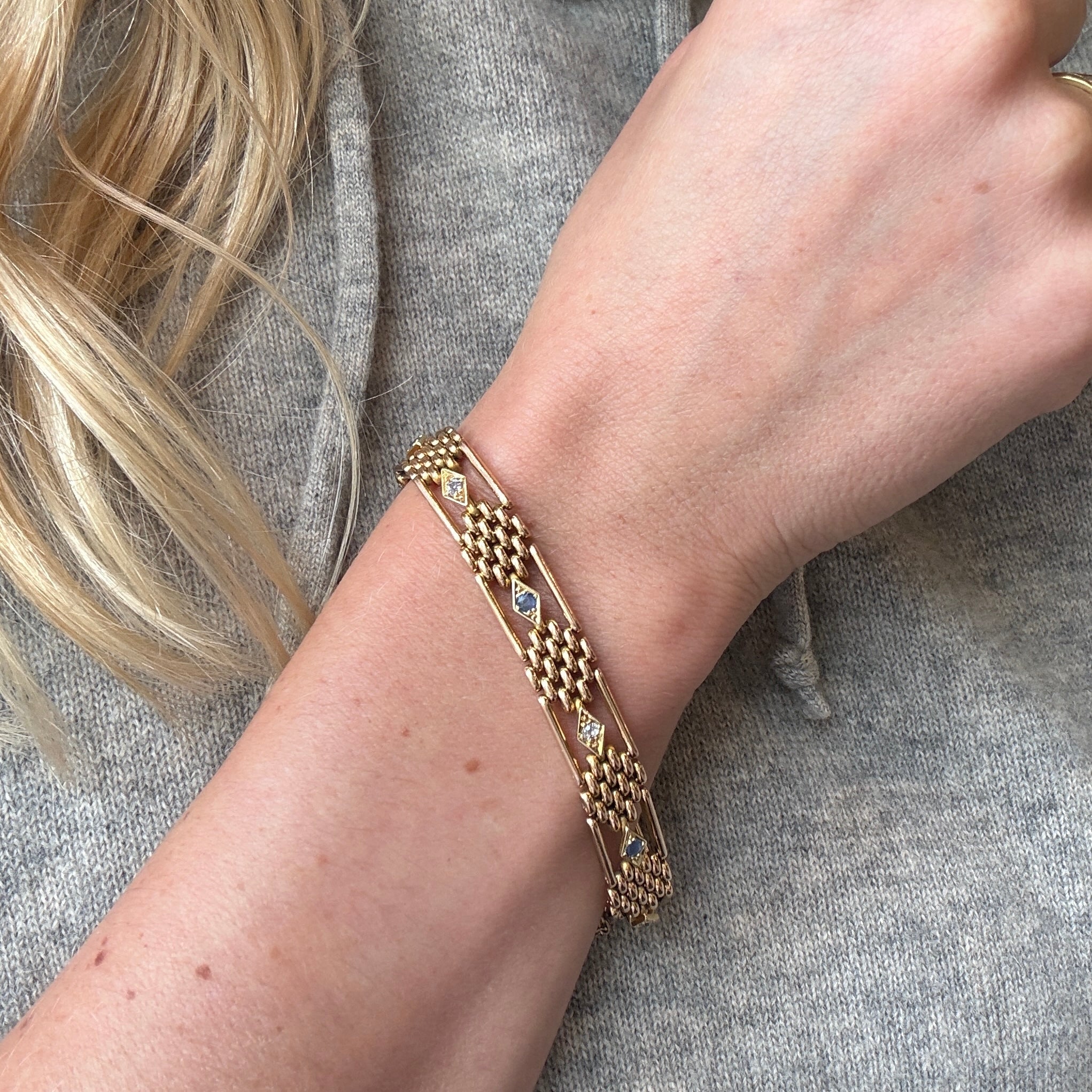 Gold Gate-Link Bracelet-Charlotte Sayers Antique Jewellery