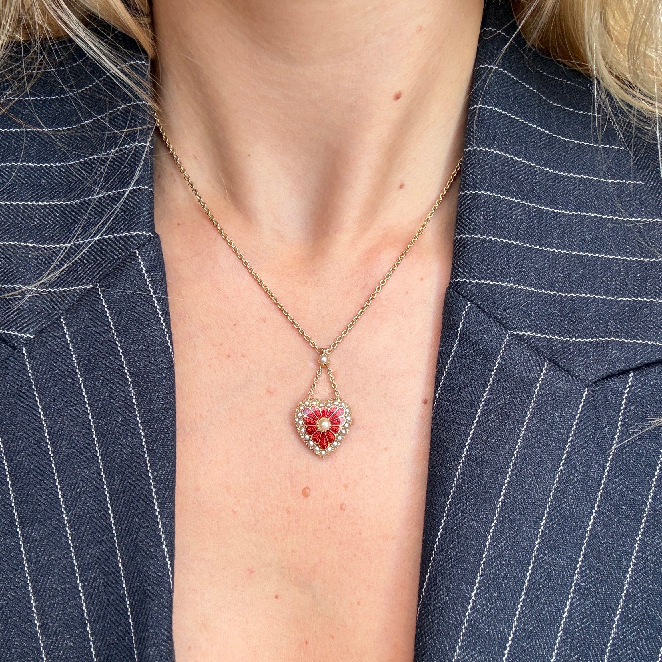 Gold Heart Pendant Necklace-Charlotte Sayers Antique Jewellery