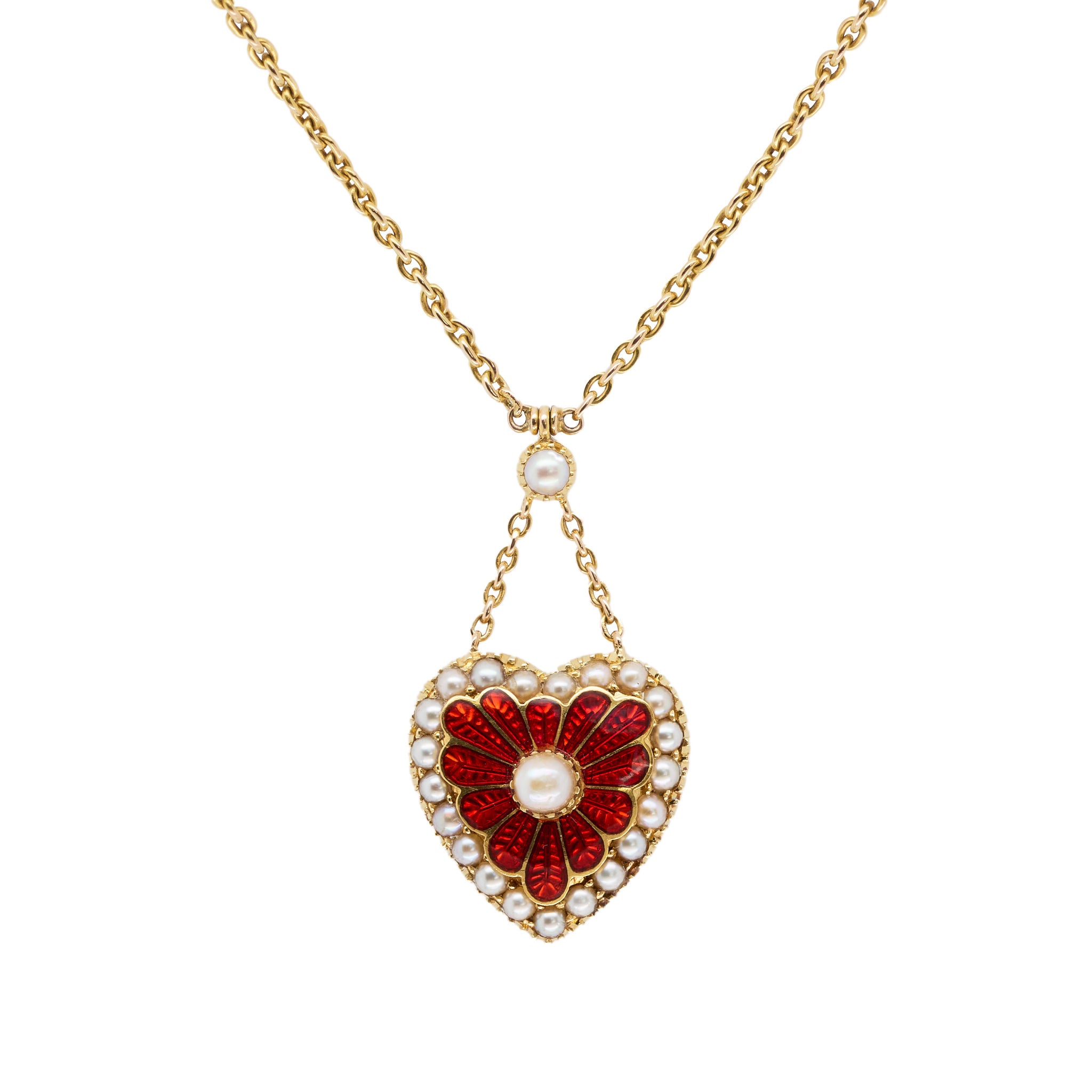Gold Heart Pendant Necklace-Charlotte Sayers Antique Jewellery