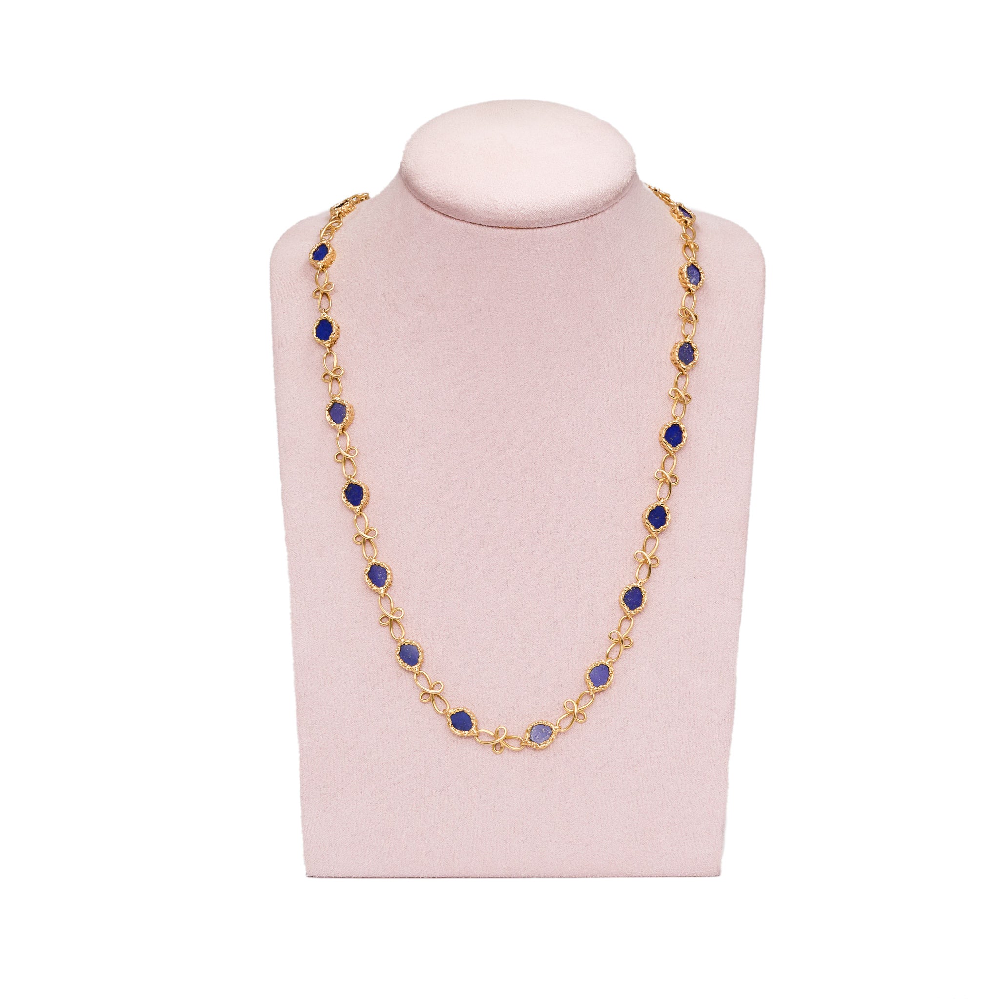 Gold Lapis Lazuli Necklace-Charlotte Sayers Antique Jewellery