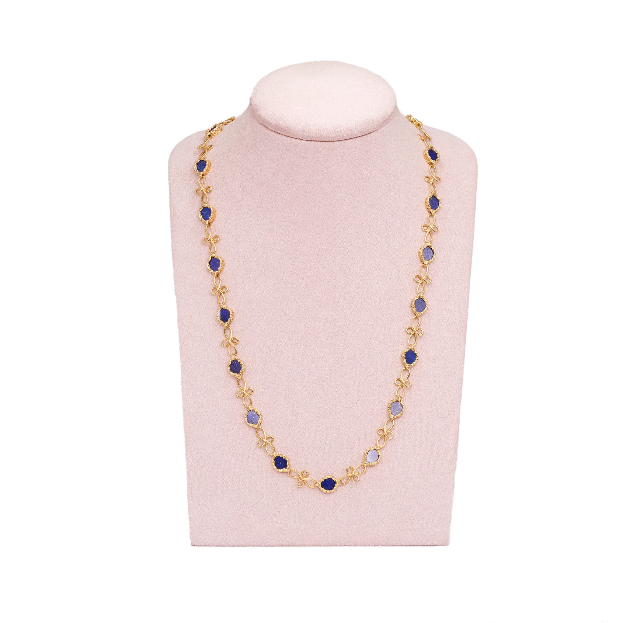 Gold Lapis Lazuli Necklace-Charlotte Sayers Antique Jewellery