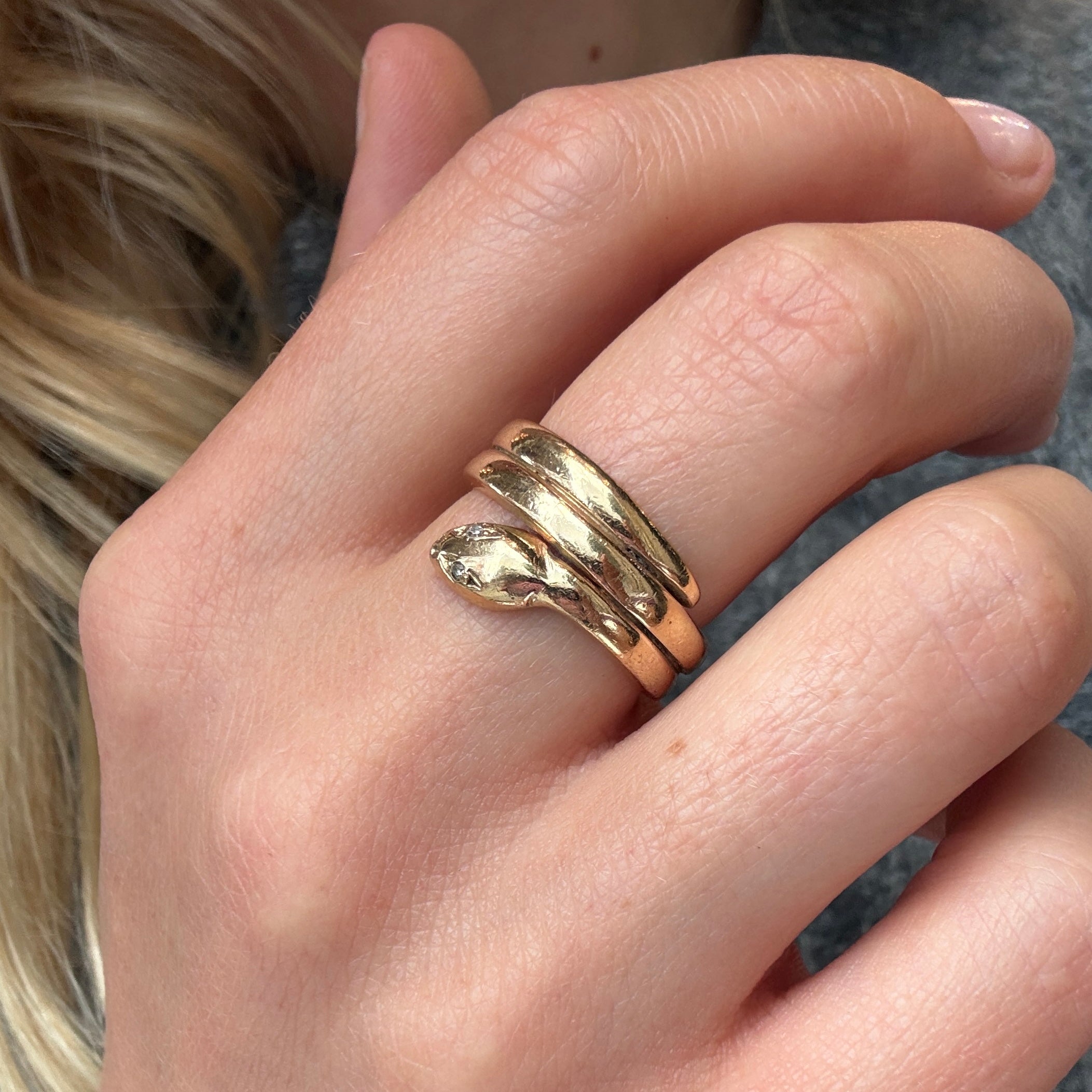 Gold Snake Ring-Charlotte Sayers Antique Jewellery
