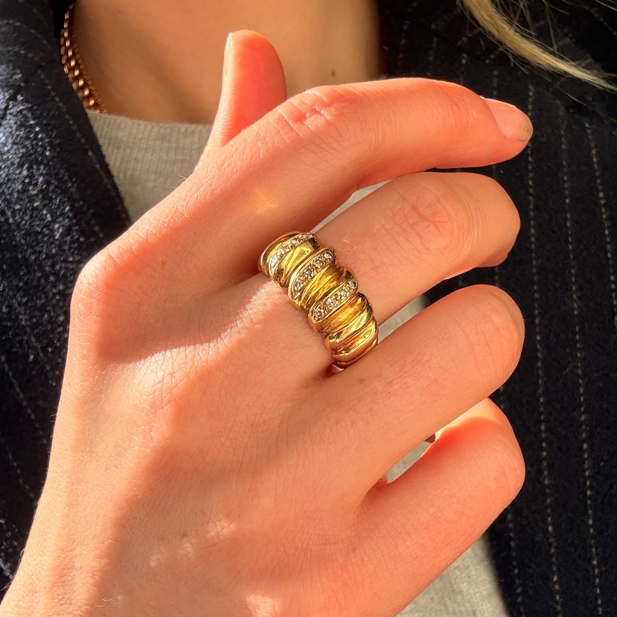 Gold and Diamond Band Ring-Charlotte Sayers Antique Jewellery