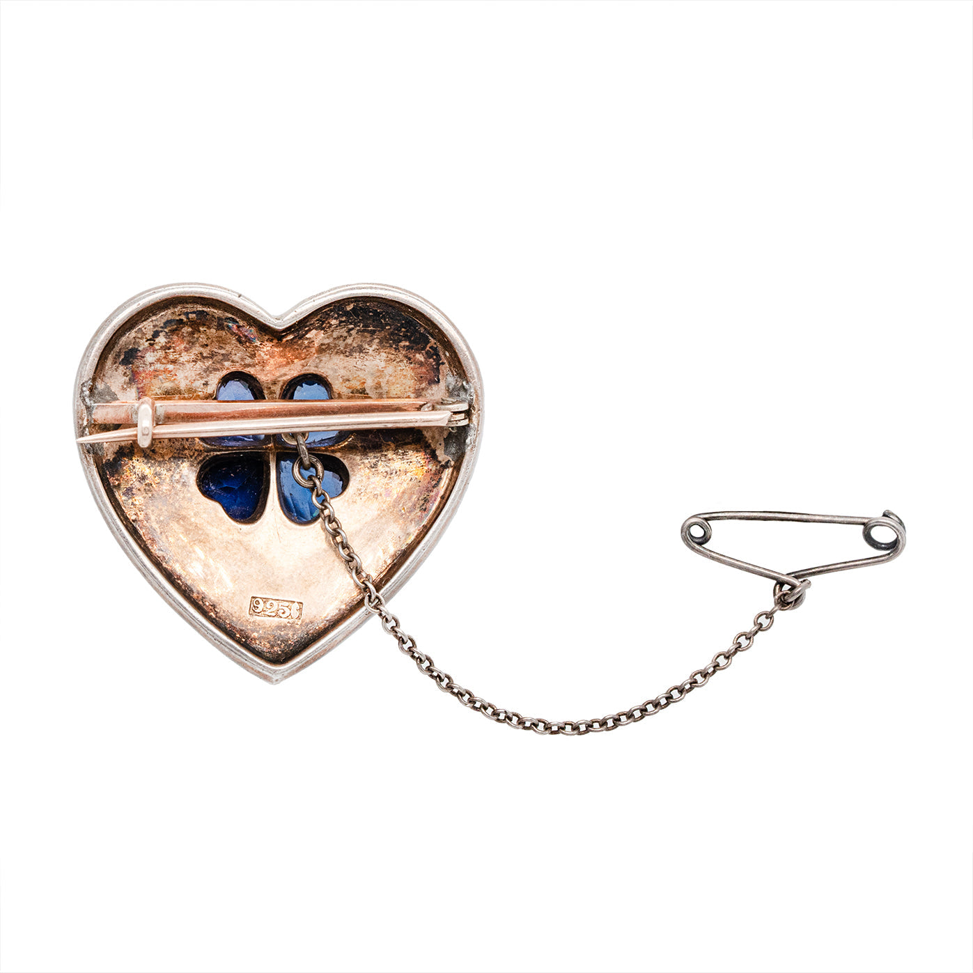 Good Luck Clover Heart Brooch-Charlotte Sayers Antique Jewellery