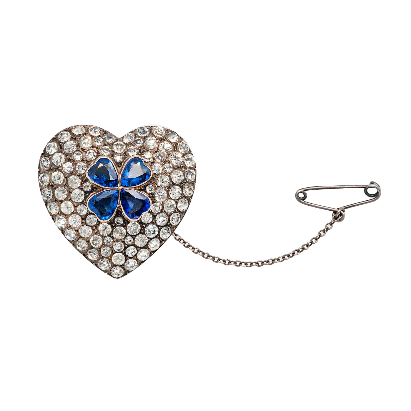 Good Luck Clover Heart Brooch-Charlotte Sayers Antique Jewellery