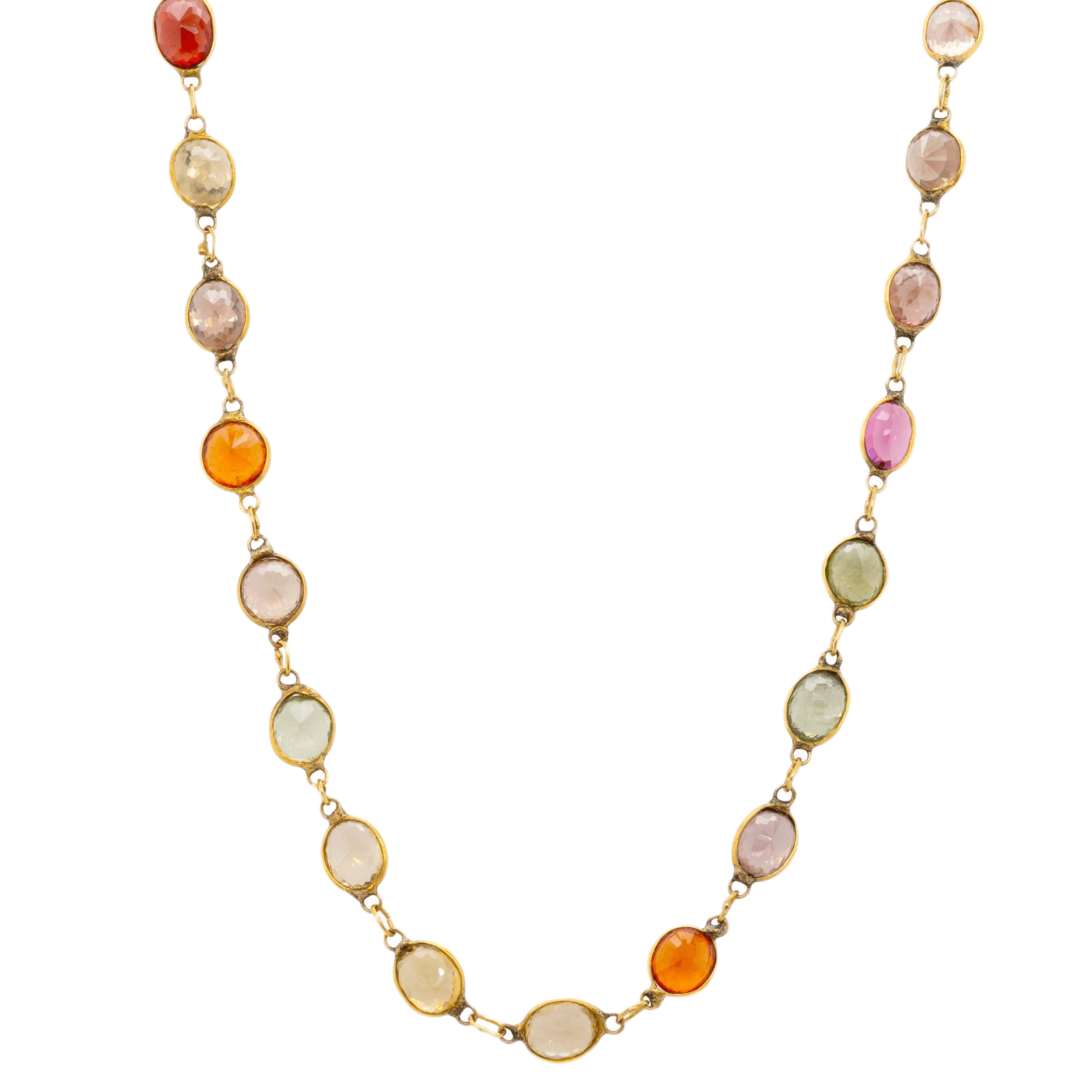 Harlequin Multi Gemstone Necklace-Charlotte Sayers Antique Jewellery