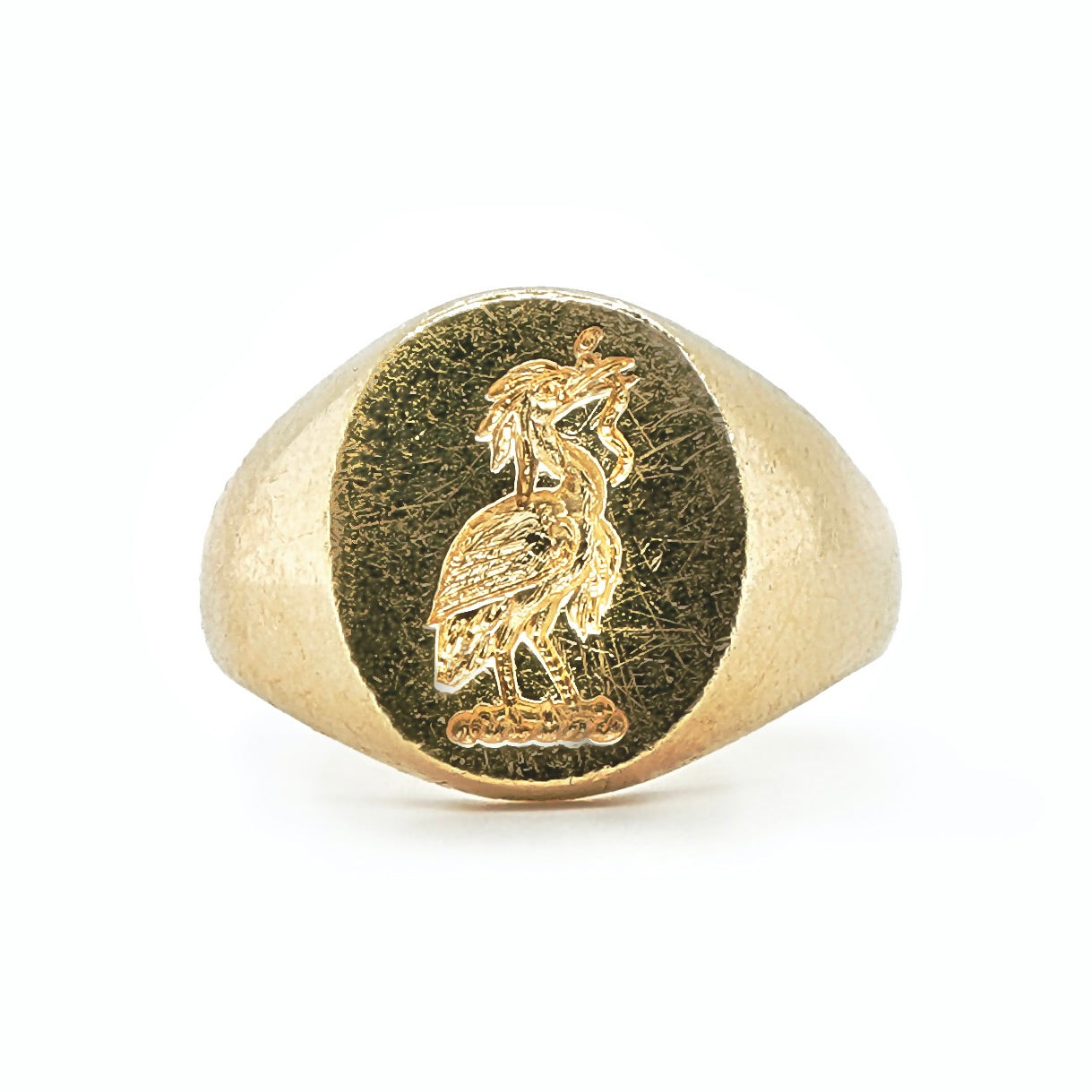 Heron and Snake Signet Ring-Charlotte Sayers Antique Jewellery