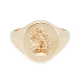 Horse and Crown Gold Signet Ring-Charlotte Sayers Antique Jewellery