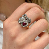 Ruby Diamond Double Heart Ring