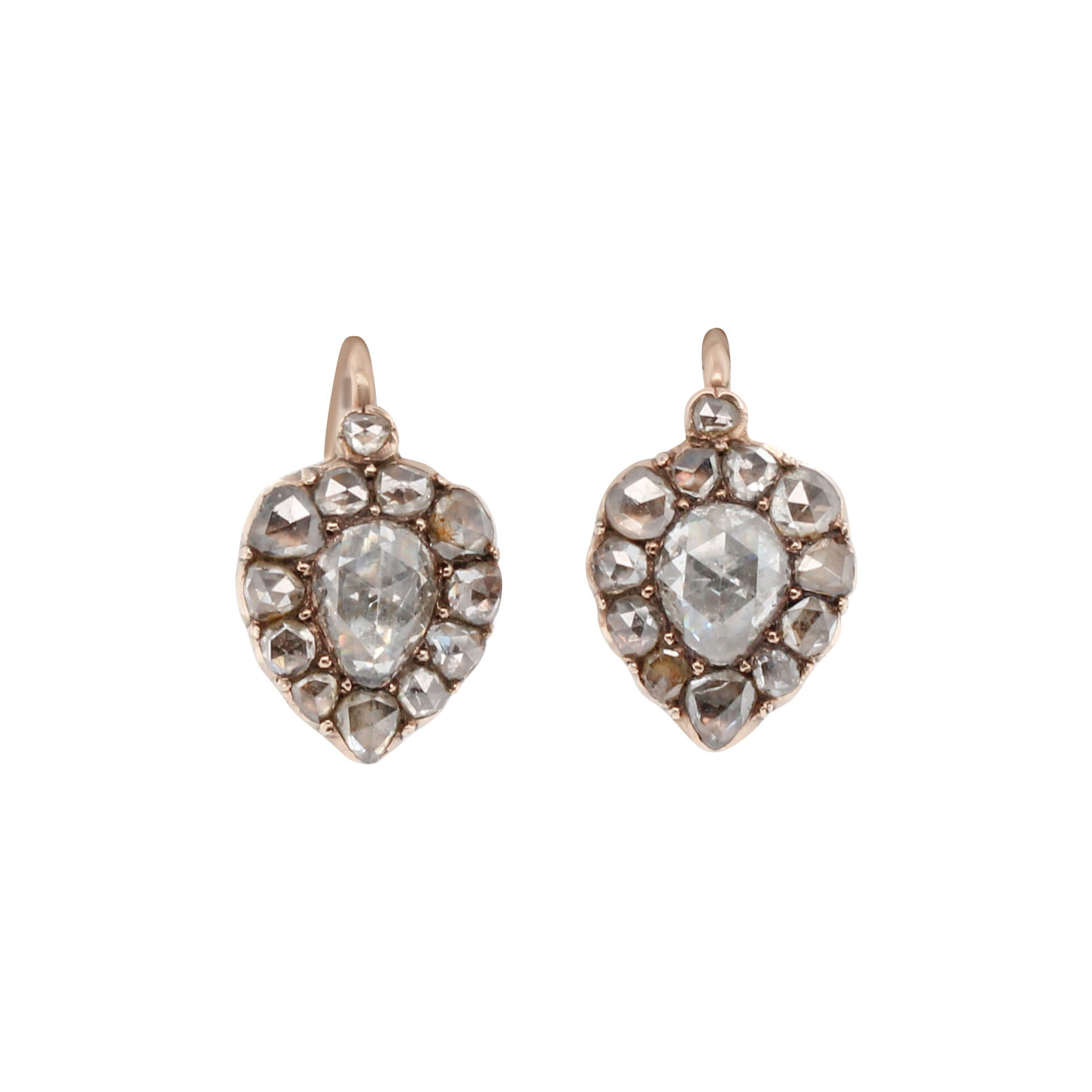 Victorian Rose Cut Diamond Heart Earrings