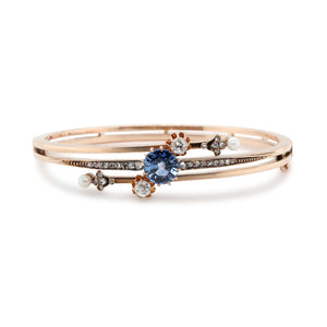 Victorian Sapphire, Diamond and Pearl Bracelet
