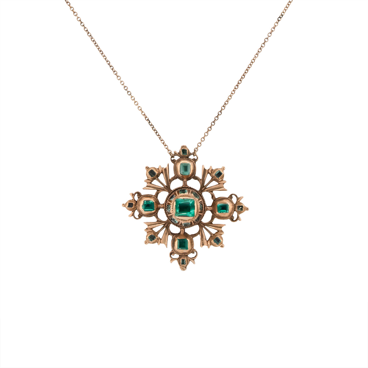 Iberian 18th Century Emerald Pendant-Charlotte Sayers Antique Jewellery
