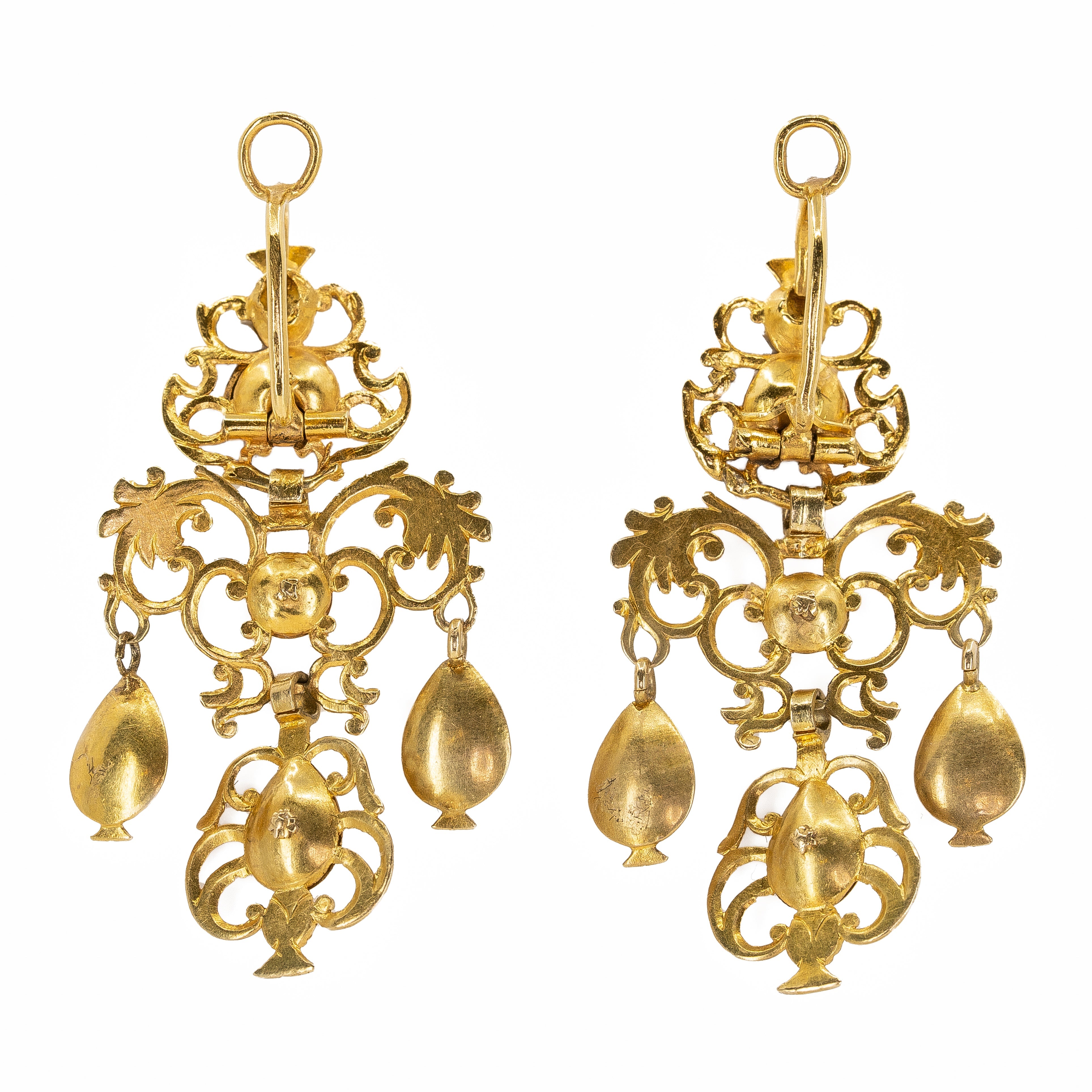 Iberian 18th Century Girandole Earrings-Charlotte Sayers Antique Jewellery