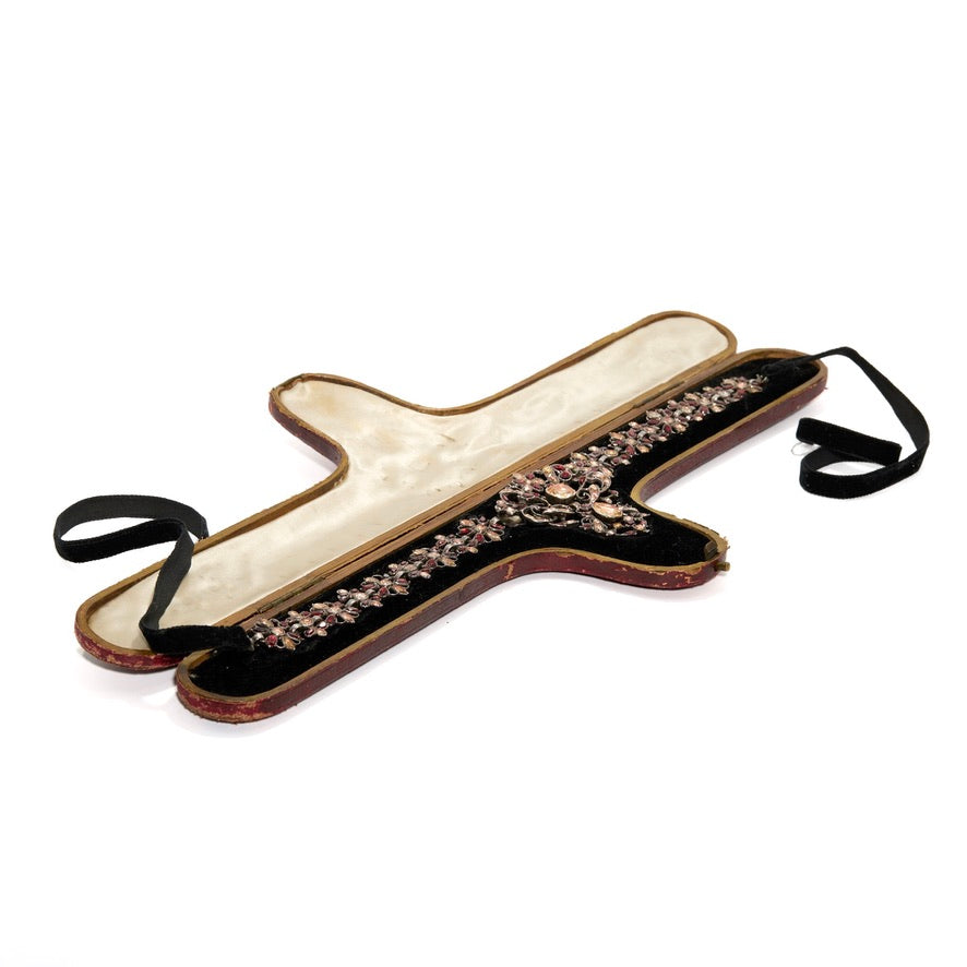 Iberian 18th Century Topaz Garnet and Rock Crystal Necklace-Charlotte Sayers Antique Jewellery