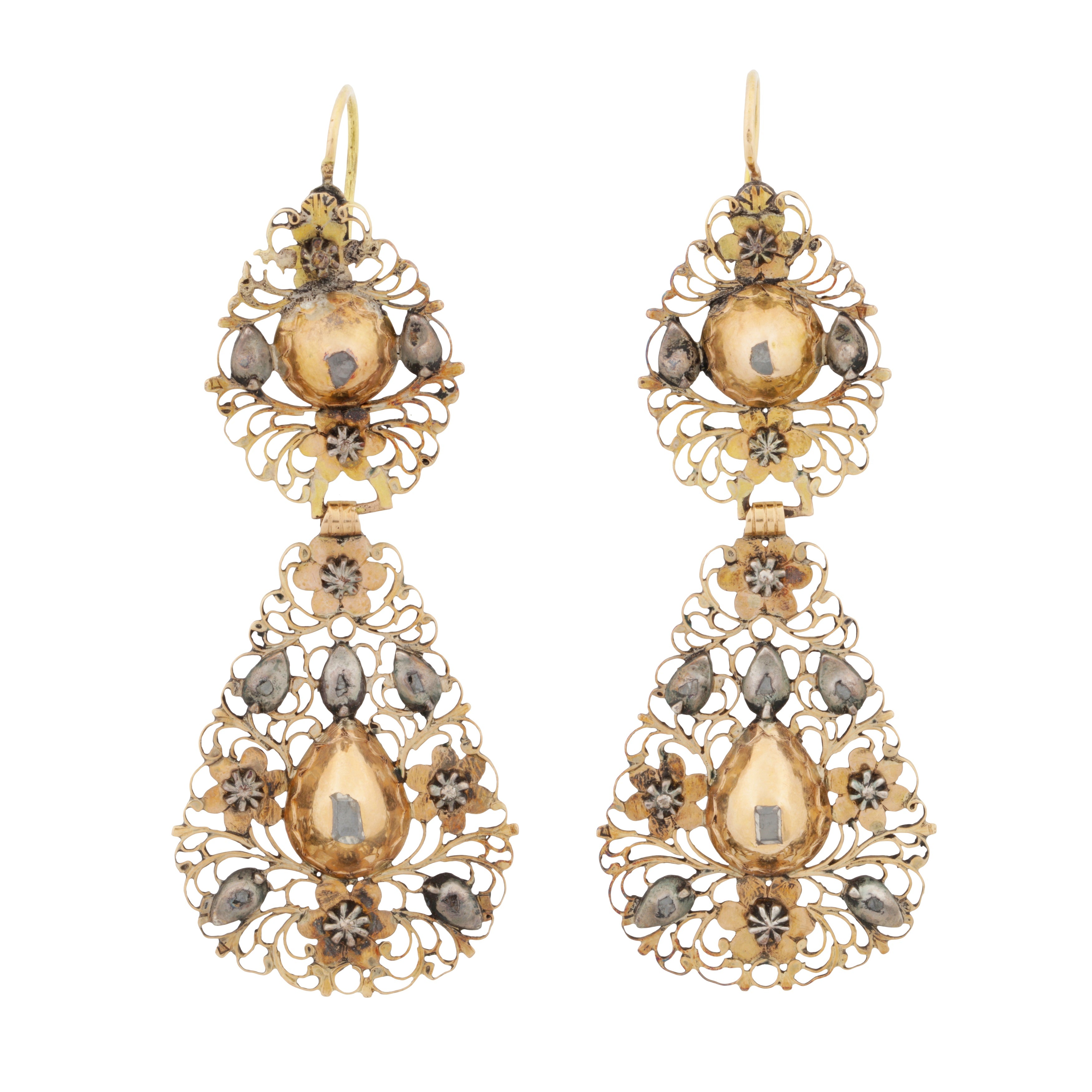 Iberian Diamond Drop Earrings-Charlotte Sayers Antique Jewellery