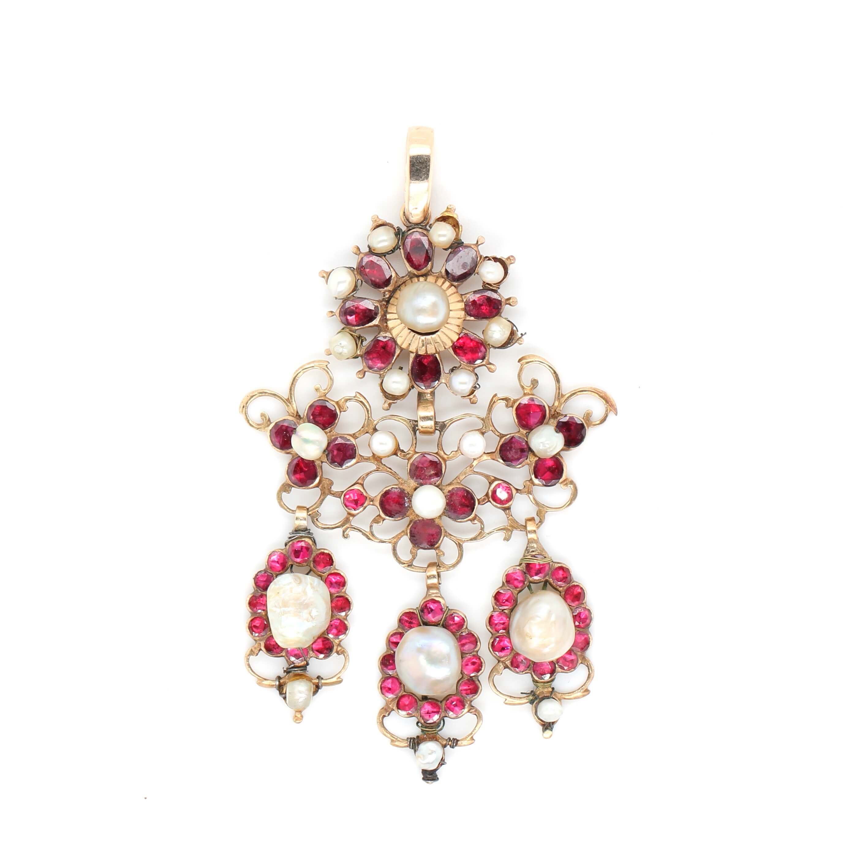 Iberian Garnet and Pearl Pendant-Charlotte Sayers Antique Jewellery