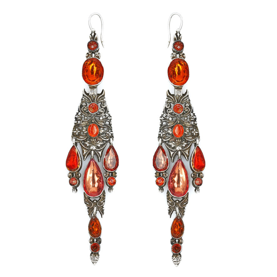 Iberian Paste Drop Earrings-Charlotte Sayers Antique Jewellery