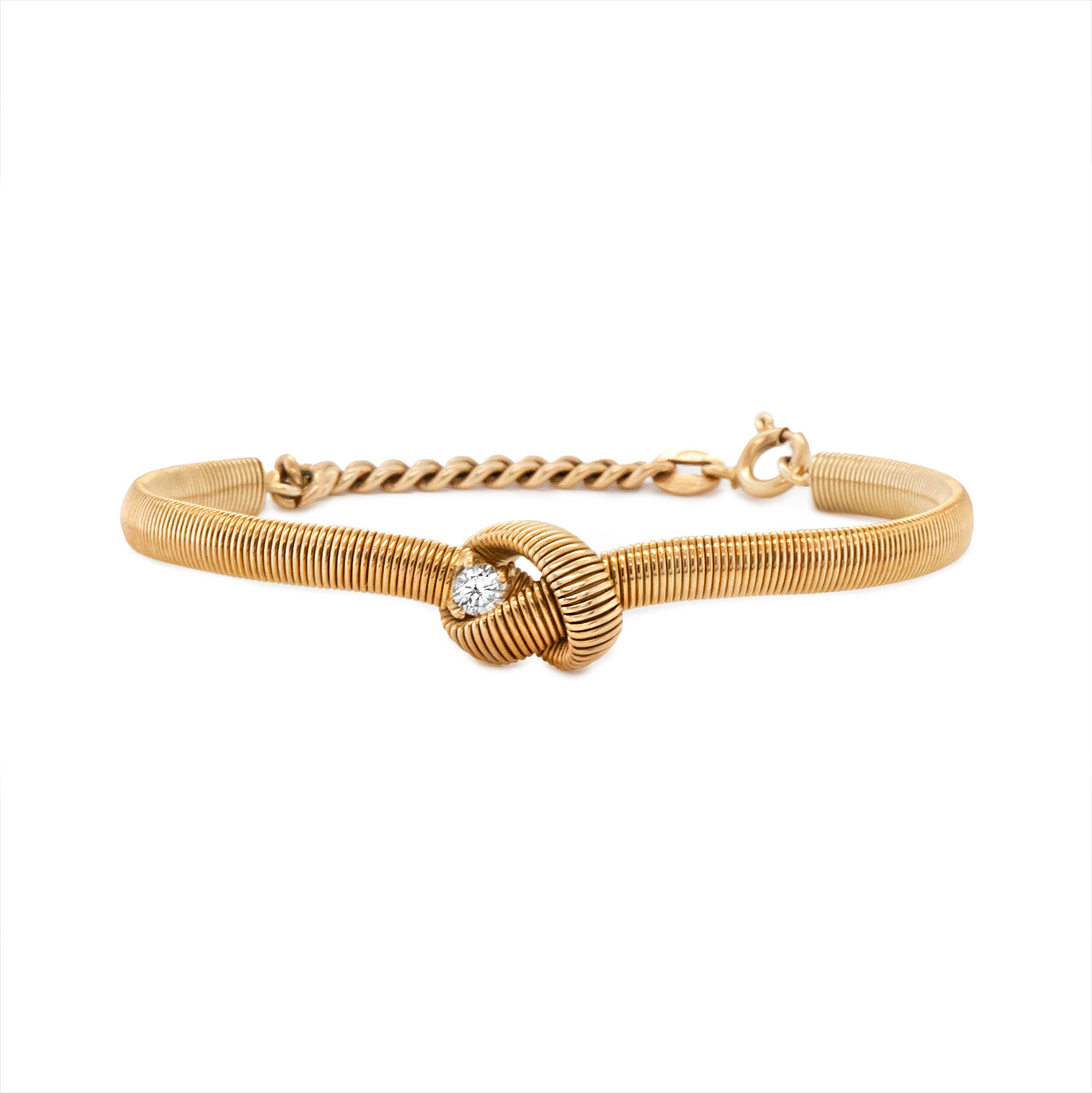 Italian 18ct Gold and Diamond Knot Bracelet-Charlotte Sayers Antique Jewellery