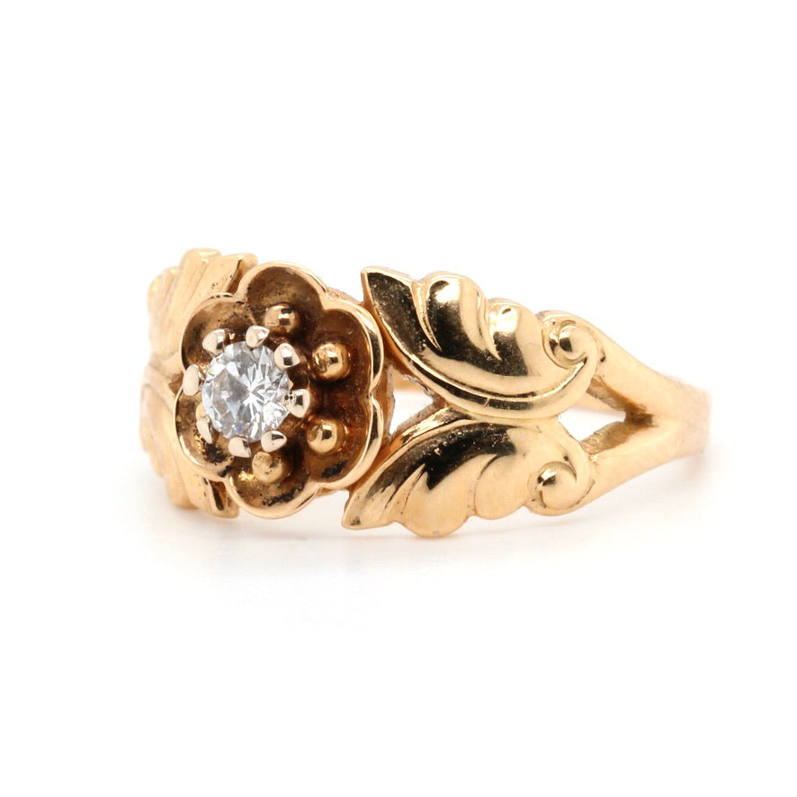 Jensen Diamond Flower Ring-Charlotte Sayers Antique Jewellery