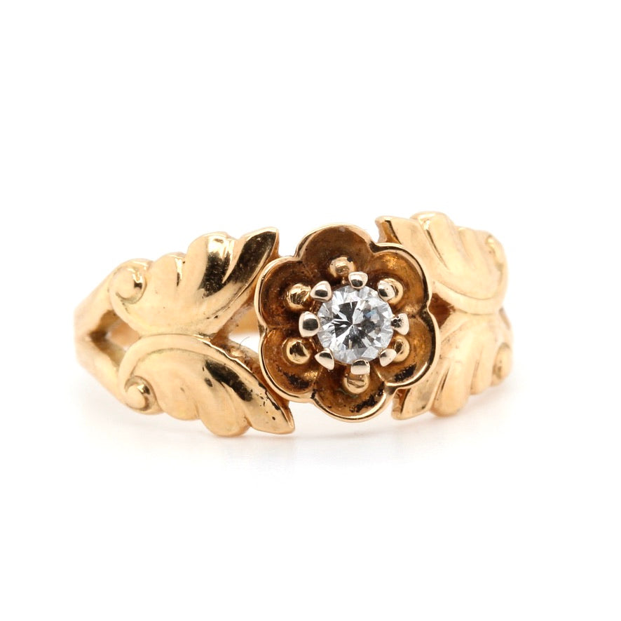 Jensen Diamond Flower Ring-Charlotte Sayers Antique Jewellery