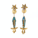 Kingfisher Feather Earrings-Charlotte Sayers Antique Jewellery