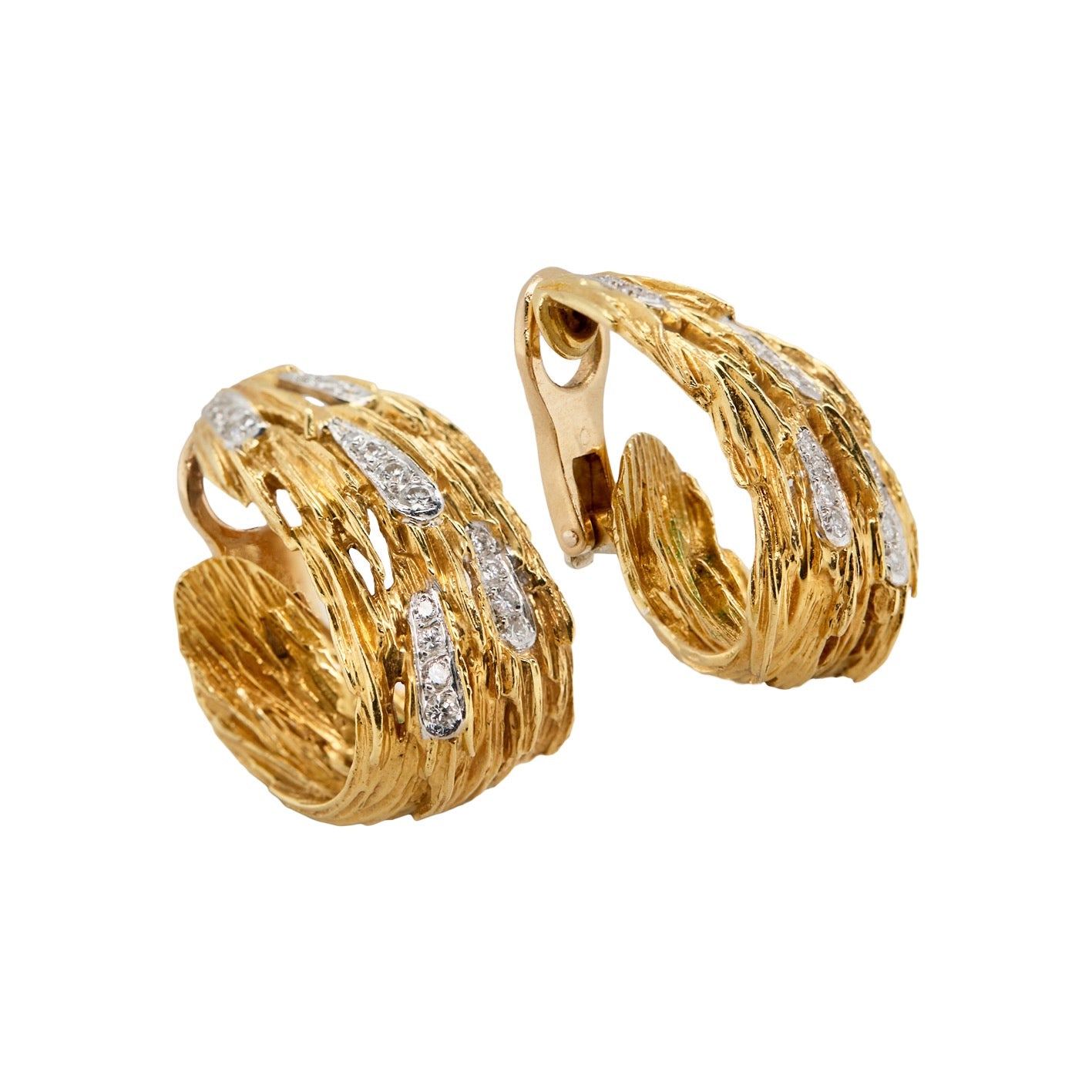 Kutchinksy Diamond & Gold Hoop Earrings-Charlotte Sayers Antique Jewellery
