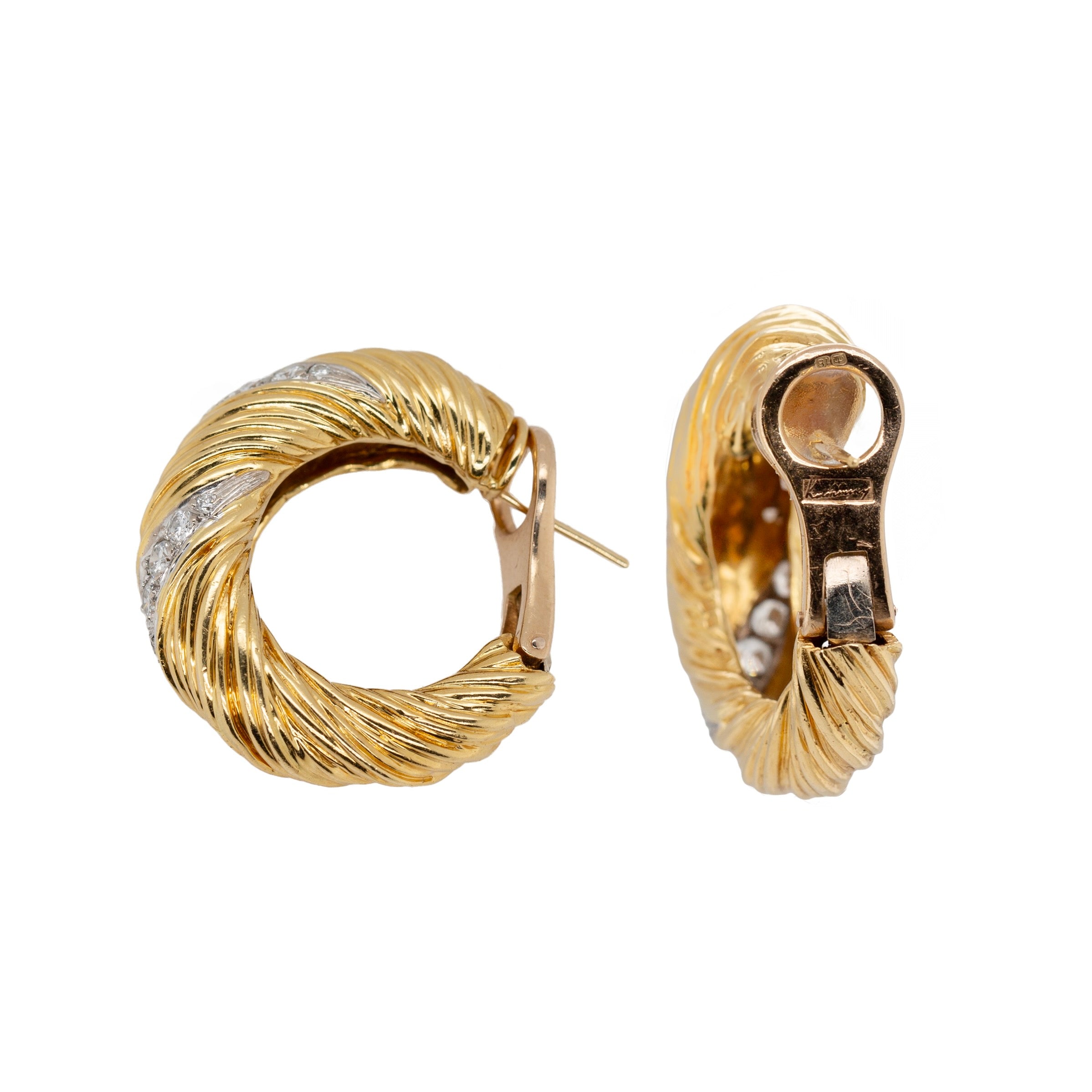 Kutchinsky Diamond Hoop Earrings-Charlotte Sayers Antique Jewellery