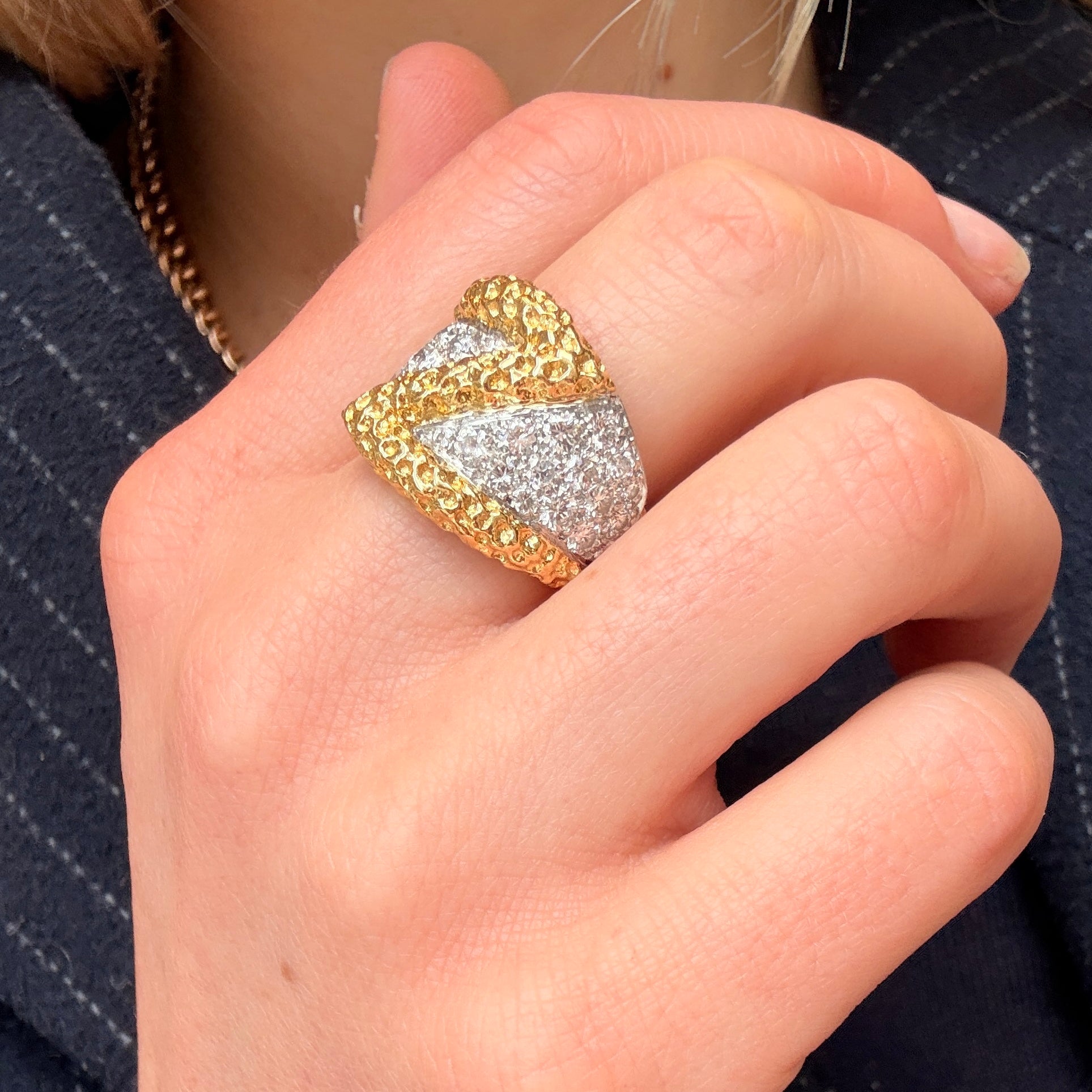 Kutchinsky Gold and Brilliant Cut Diamond Ring-Charlotte Sayers Antique Jewellery