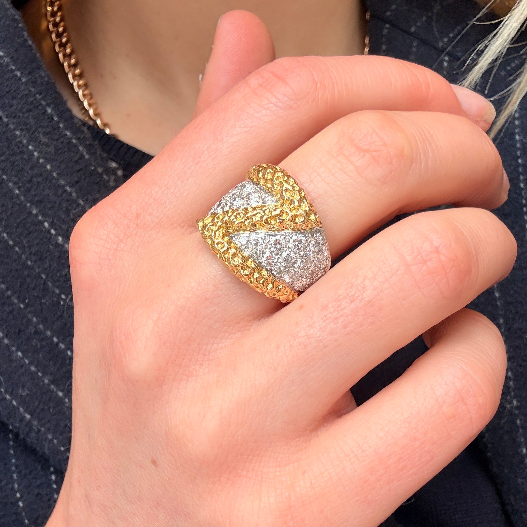 Kutchinsky Gold and Brilliant Cut Diamond Ring-Charlotte Sayers Antique Jewellery