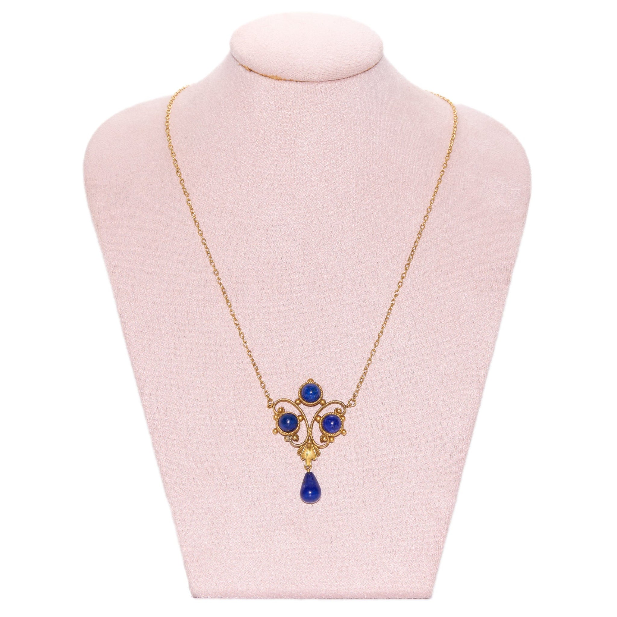 Lapis Lazuli Lavalier Pendant-Charlotte Sayers Antique Jewellery