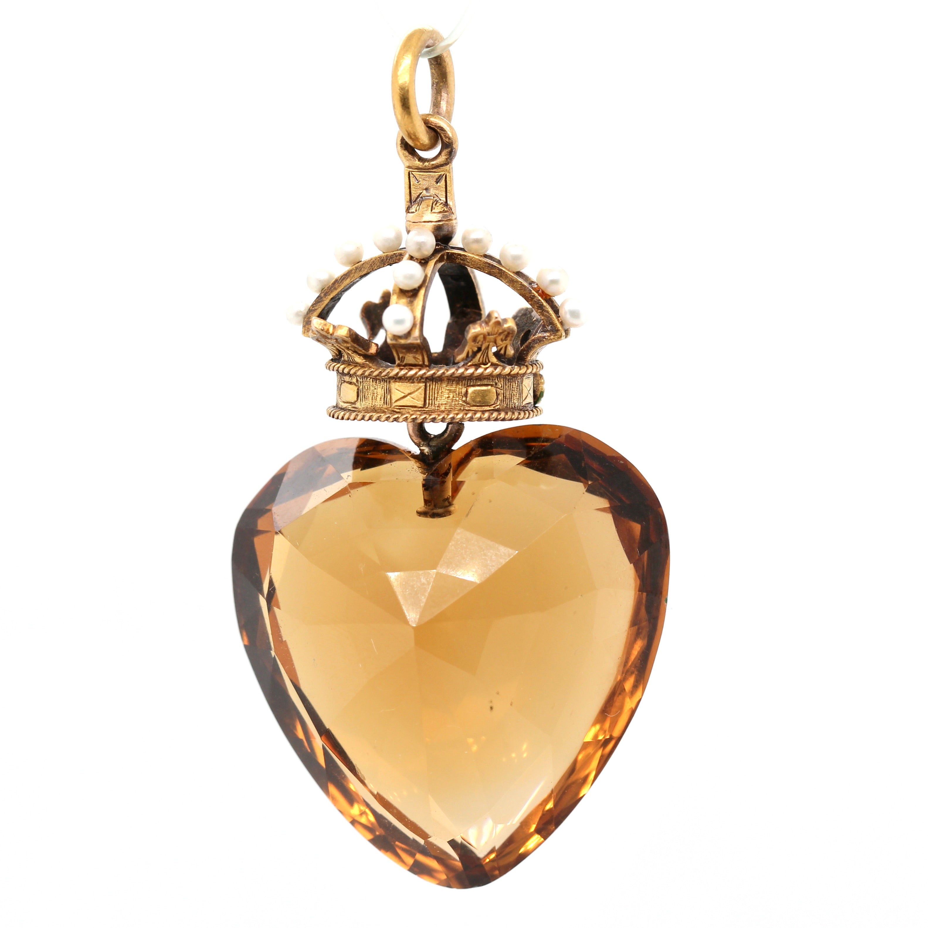 Large Victorian Faceted Citrine Heart-Charlotte Sayers Antique Jewellery