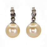 Late Victorian Pearl and Diamond Drop Earrings-Charlotte Sayers Antique Jewellery