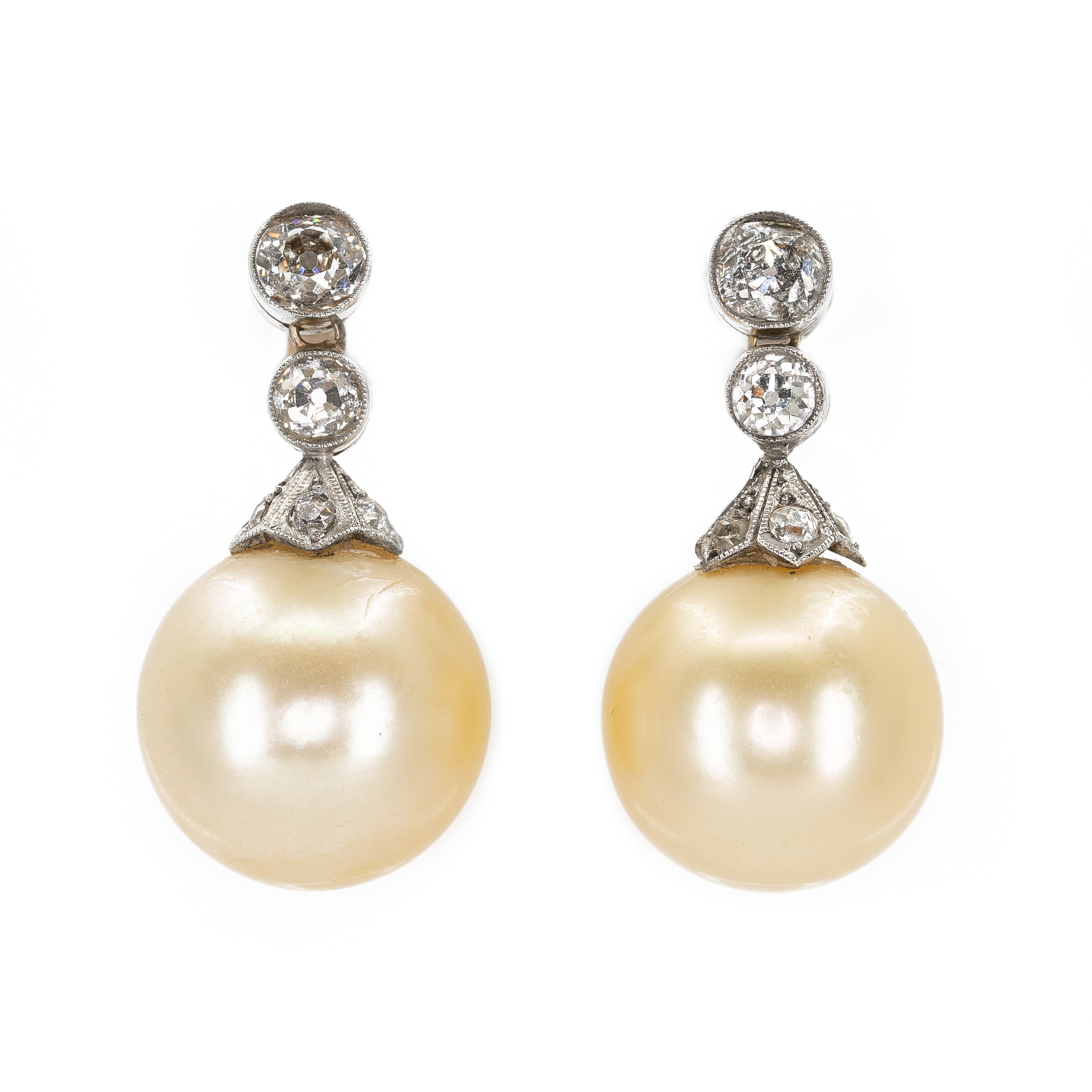 Late Victorian Pearl and Diamond Drop Earrings-Charlotte Sayers Antique Jewellery