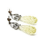 Lemon Quartz Diamond Drop Earrings-Charlotte Sayers Antique Jewellery