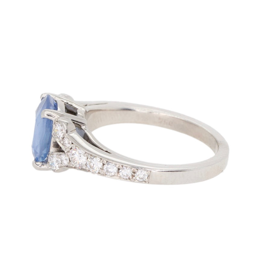 Light Sapphire and Diamond Ring-Charlotte Sayers Antique Jewellery