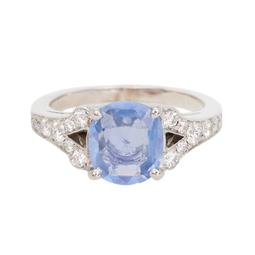 Light Sapphire and Diamond Ring-Charlotte Sayers Antique Jewellery