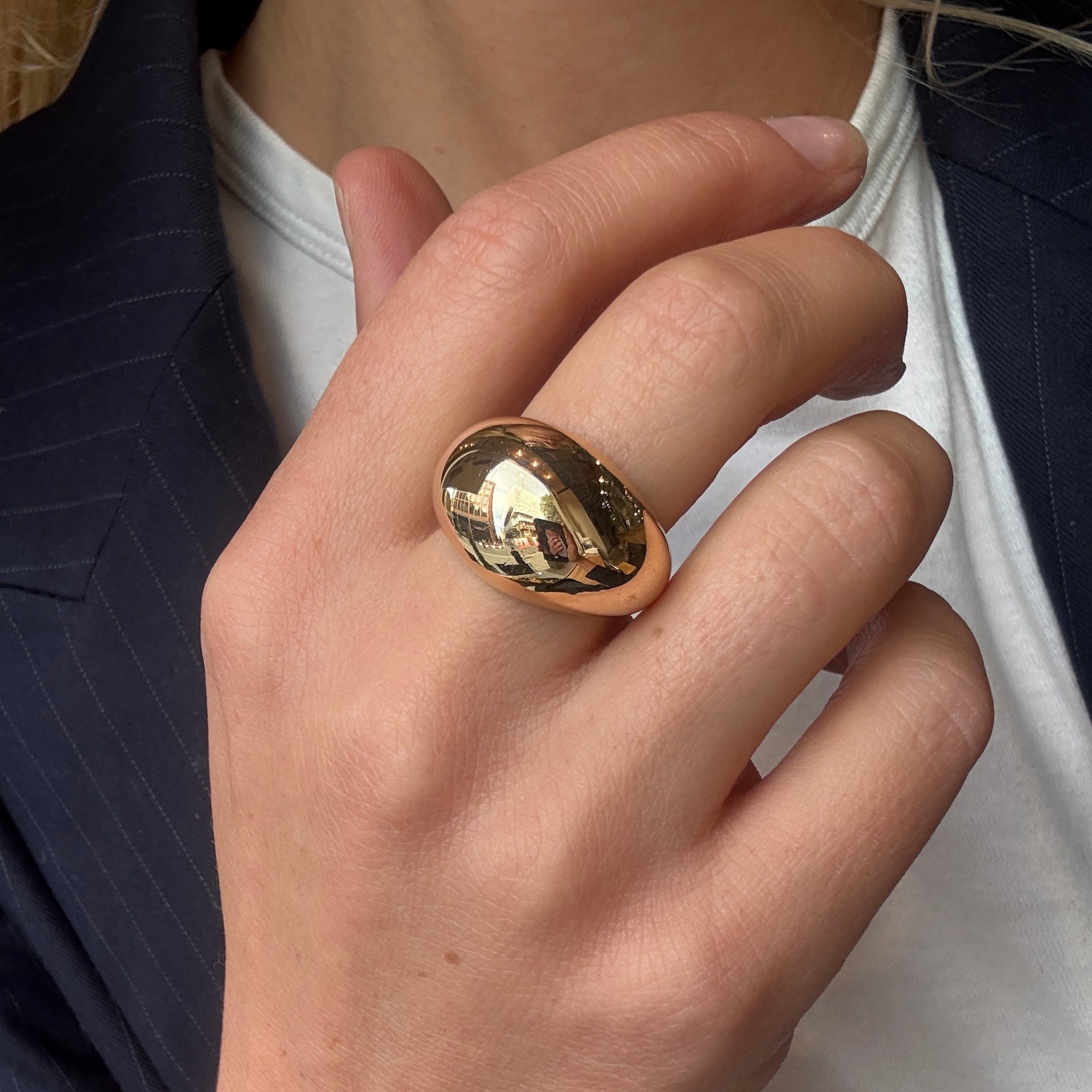 Links Gold Bombé Ring-Charlotte Sayers Antique Jewellery
