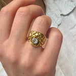 Lion Diamond Gold Ring-Charlotte Sayers Antique Jewellery
