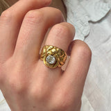 Lion Diamond Gold Ring-Charlotte Sayers Antique Jewellery