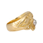 Lion Diamond Gold Ring-Charlotte Sayers Antique Jewellery