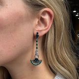 Marcasite & Enamel Earrings-Charlotte Sayers Antique Jewellery