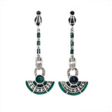 Marcasite & Enamel Earrings-Charlotte Sayers Antique Jewellery