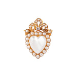 Moonstone Pearl and Diamond Heart Brooch-Charlotte Sayers Antique Jewellery