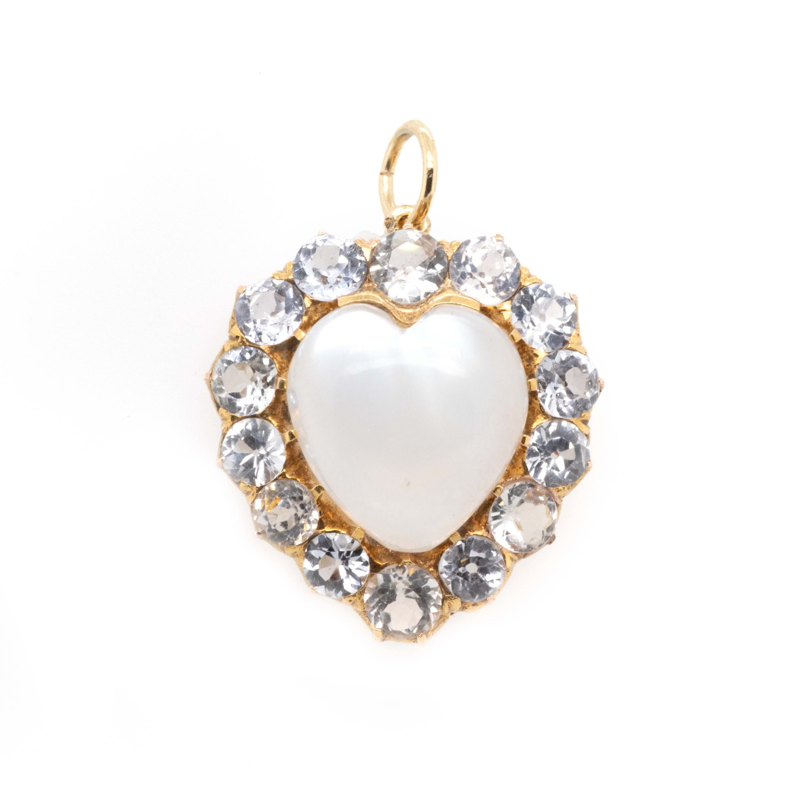 Moonstone and Topaz Heart Pendant-Charlotte Sayers Antique Jewellery