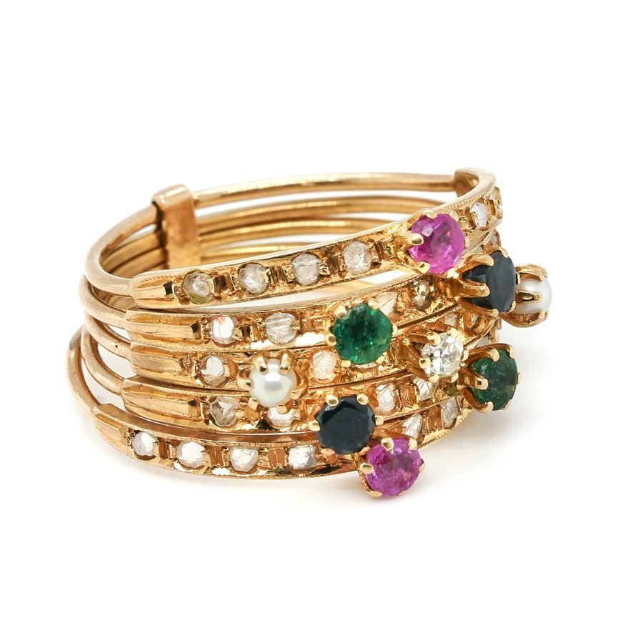 Multi Gem Harem Ring-Charlotte Sayers Antique Jewellery