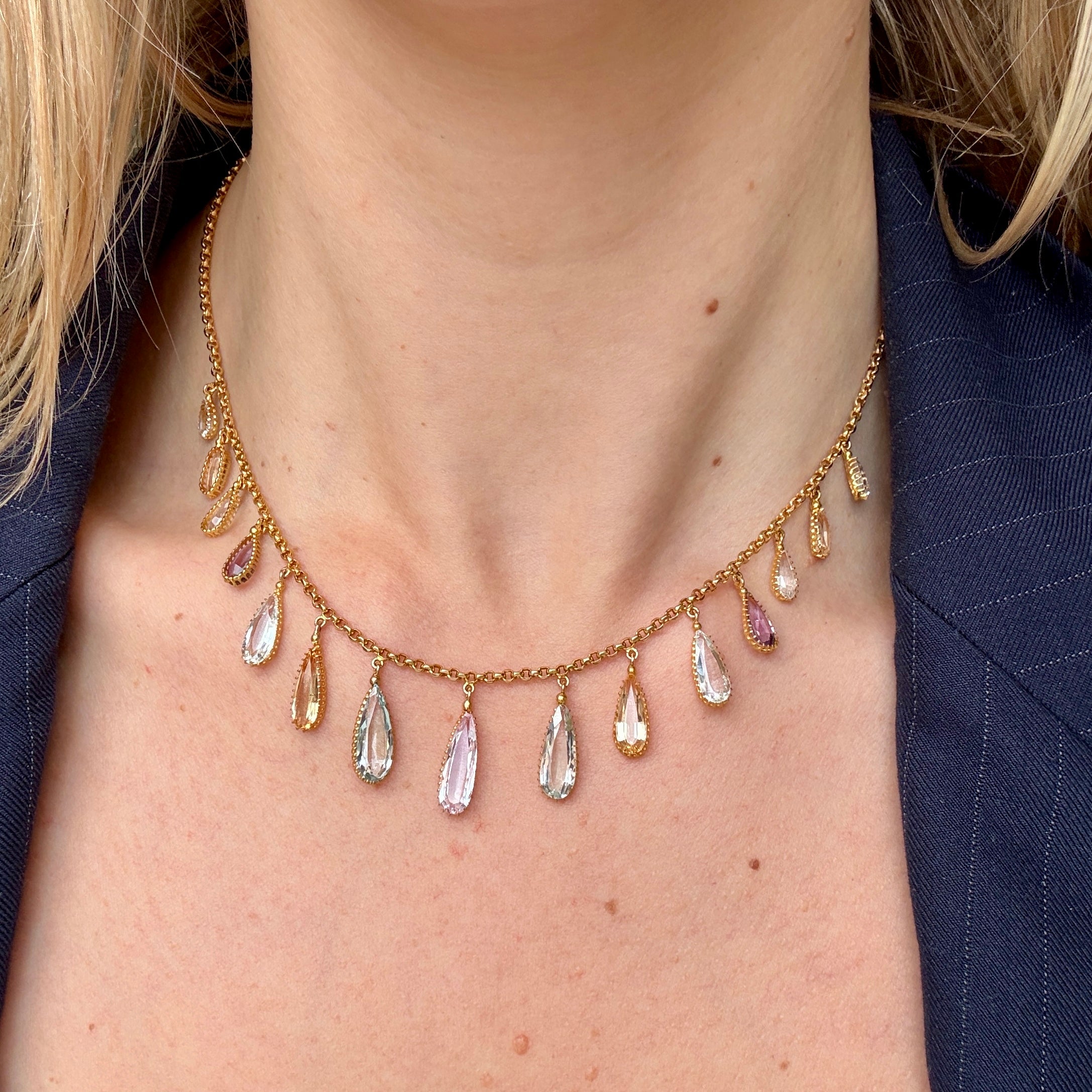 Multi Gem Necklace-Charlotte Sayers Antique Jewellery