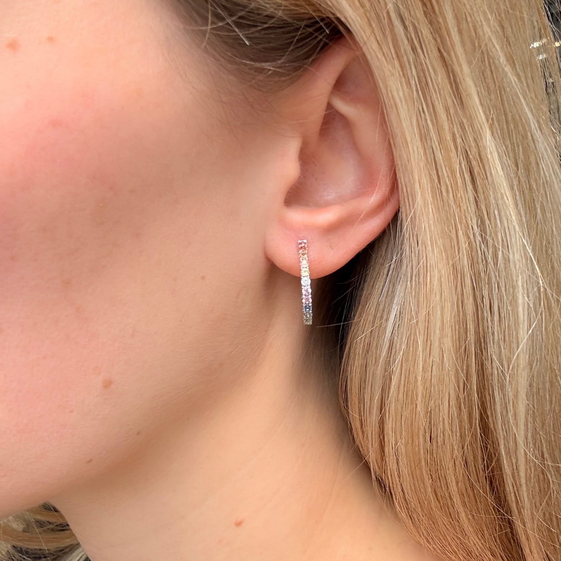 Multicoloured Sapphire Hoop Earrings-Charlotte Sayers Antique Jewellery