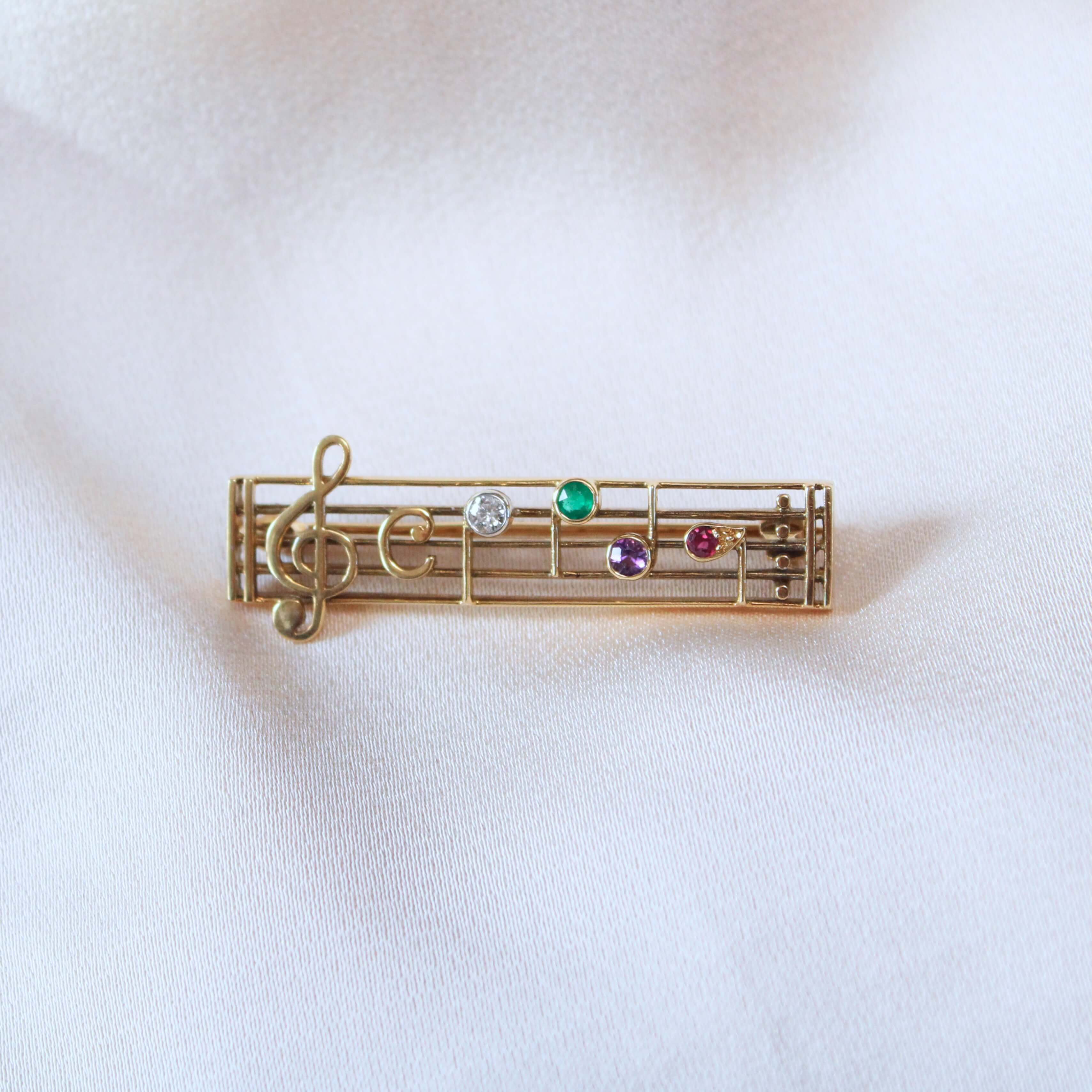 Musical 'Dear' Brooch-Charlotte Sayers Antique Jewellery