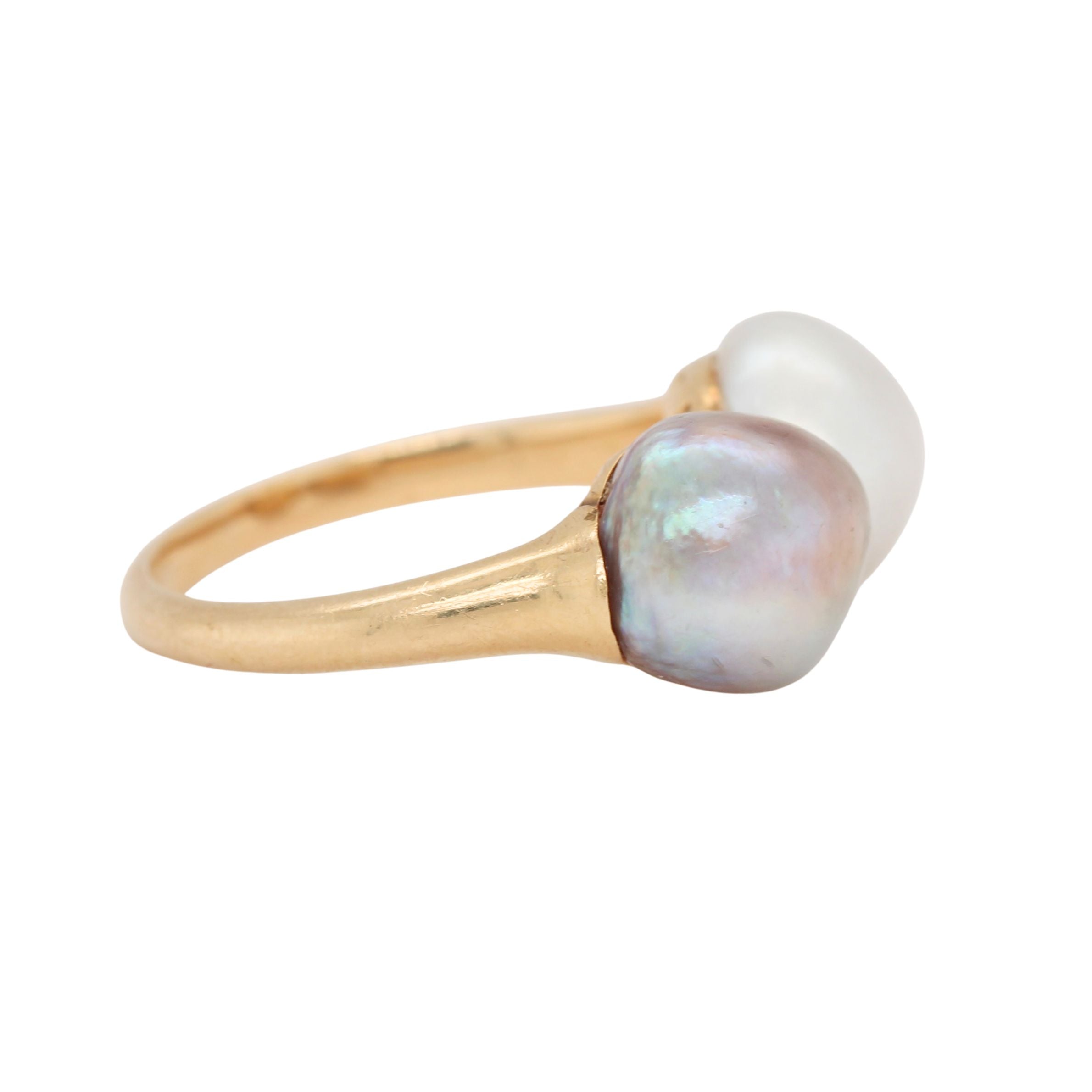 Natural Blister Pearl Double Ring-Charlotte Sayers Antique Jewellery